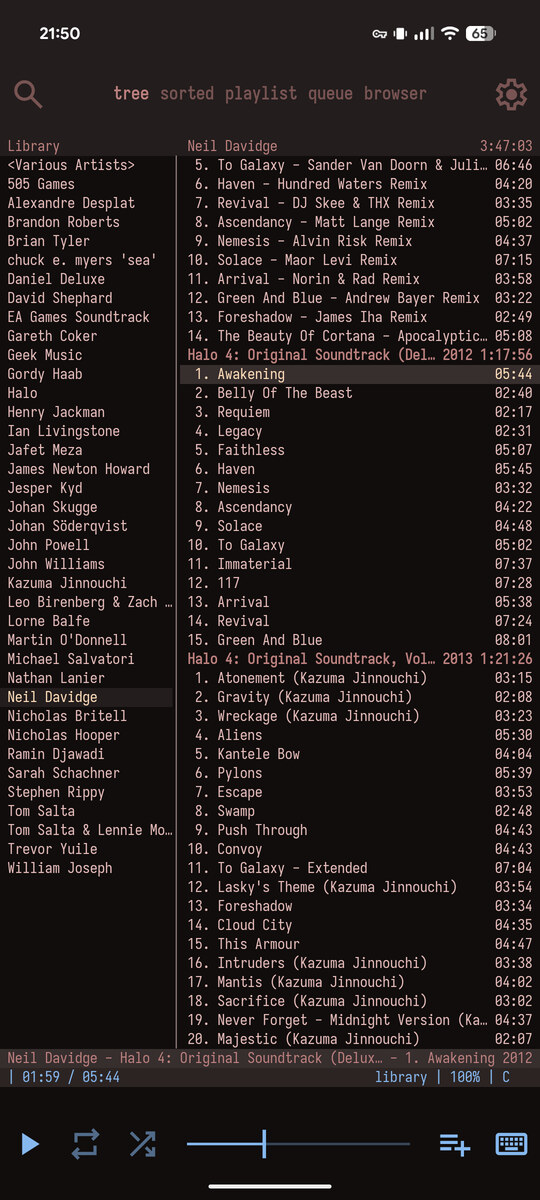 cmus-android screenshot