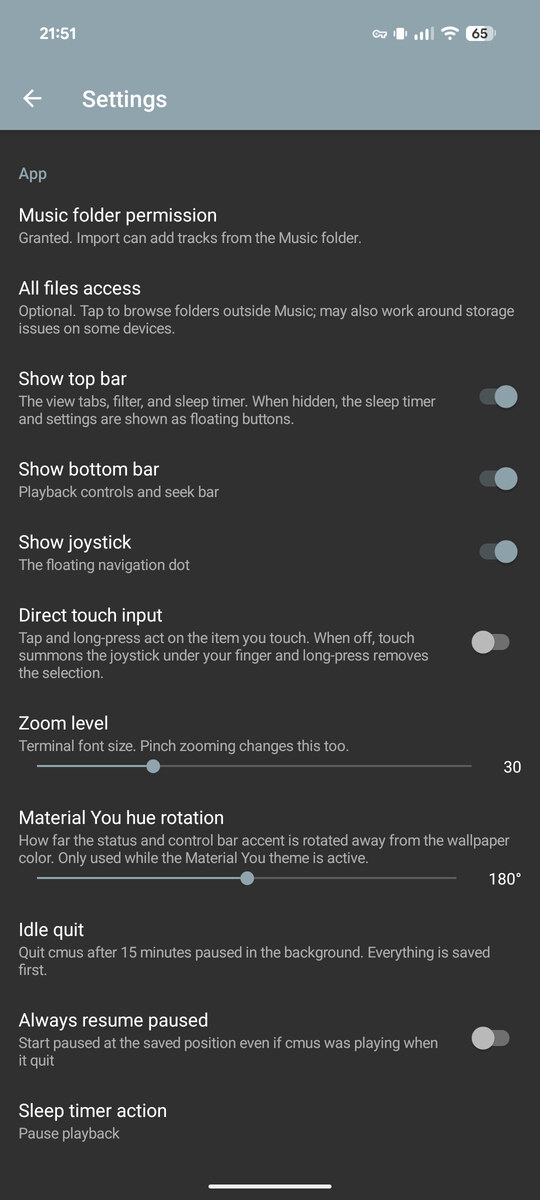 cmus-android screenshot